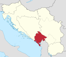 Location of Montenegro in Yugoslavia