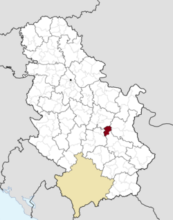 Location of the municipality of Ražanj within Serbia