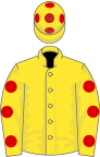 Yellow, Red spots on sleeves and cap