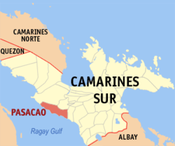 Map of Camarines Sur with Pasacao highlighted