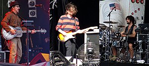 Primus in 2011. Left to right: Les Claypool, Larry LaLonde, and Jay Lane.