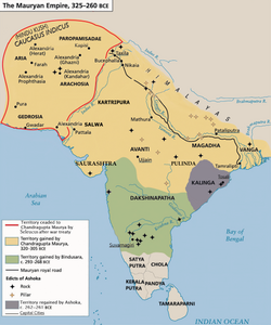 Territories controlled by Maurya Empire at its Maximum extent