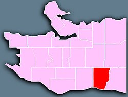 Location of Victoria–Fraserview in Vancouver.