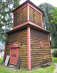 Free-standing bell tower near the church