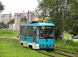 Трамвайный вагон АКСМ-60102 № 057 в Новополоцке