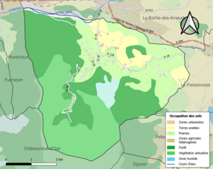 Carte en couleurs présentant l'occupation des sols.