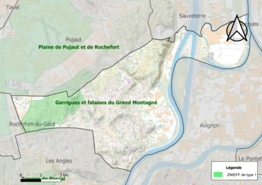 Carte de la ZNIEFF de type 1 sur la commune.