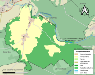 Carte en couleurs présentant l'occupation des sols.