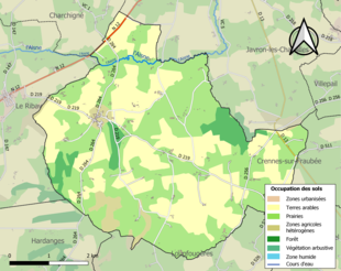 Carte en couleurs présentant l'occupation des sols.