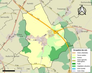 Carte en couleurs présentant l'occupation des sols.