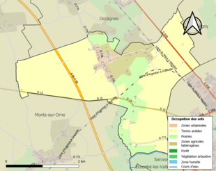 Carte en couleurs présentant l'occupation des sols.