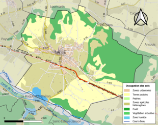 Carte en couleurs présentant l'occupation des sols.