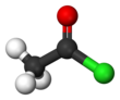 Ball-and-stick model of acetyl chloride