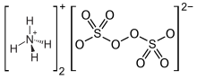 Structural formulas of two ammonium cations and one peroxydisulfate anion