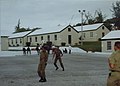Bermuda Regiment soldiers play football on the parade ground of Warwick Camp.
