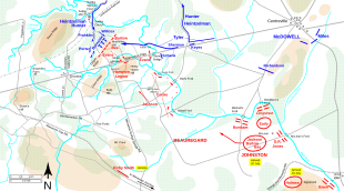 Carte schématique de la Première bataille de Bull Run.