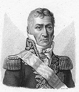 Gravure noir et blanc du buste d’un officier napoléonien.