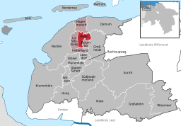 Läget för kommunen Hage i Landkreis Aurich