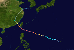 Parcours de l'ouragan Meranti