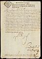 Royal Decree (Real cédula) of 1649 signed by Juan Bautista Sáenz Navarrete so that the construction of the Cathedral of Guadalajara, Mexico, is finished soon.