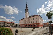 Grodków Town Hall from the northern side of the Market Square (Rynek).
