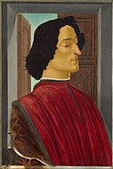 波提且利的《朱利亞諾·德·美第奇肖像畫（義大利語：Ritratto di Giuliano de' Medici (Botticelli Washington)）》，75.5 × 52.5cm，約作於1478年，來自山繆·亨利·卡瑞斯的收藏。[14]