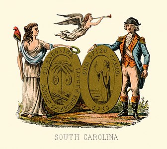 Coat of arms of South Carolina at Historical coats of arms of the U.S. states from 1876, by Henry Mitchell (restored by Godot13)