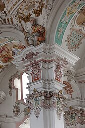 Rococo - Capitals in the Wallfahrtskirche Steinhausen [de], Steinhausen, Germany, by Dominikus Zimmermann, 1728-1733