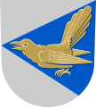 Suomenniemi district (Finland): Argent, on a pile issuant from sinister azure, a cuckoo Or.