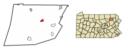 Location of Tunkhannock in Wyoming County, Pennsylvania
