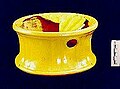 U.S. made 19th century yellow ware spittoon, with probably a yellow uranium bearing glaze