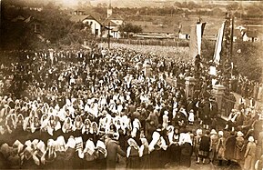 People's gathering in front of Catholic Church of St. Elijah [bs] on a holy day (1932)