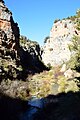 Vista general de la entrada a los Estrechos del Cañamar, Ruta de los Estrechos del Ebrón, en El Cuervo (Teruel).