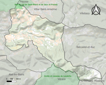 Carte de la ZNIEFF de type 1 sur la commune.