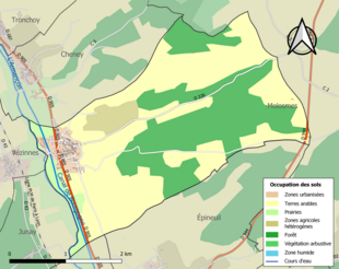 Carte en couleurs présentant l'occupation des sols.