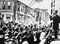 Atatürk delivering a speech in Bursa, 1924