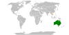 Location map for Australia and Laos.