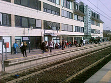 Double-track railway line with side platforms