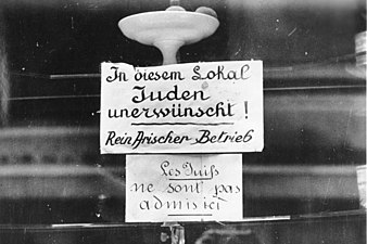 A German sign outside a Paris restaurant announces that Jews are not admitted (Bundesarchiv, 1 September 1940)