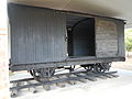 The relic of one of the boxcars that carried 80 soldiers each for transport to other internment camps.