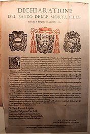 Dichiarazione del Bando delle Mortadelle ("Declaration of the Band of the Mortadellas"), Bologna, 1661