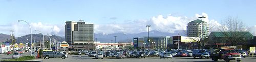 A photo of the downtown Abbotsford skyline.