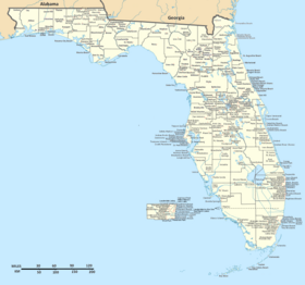 High resolution map of the state of Florida with all municipalities
