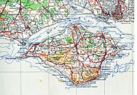 A map of the Solent and surrounding areas from 1945