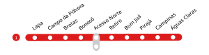 Diagrama completo da linha 1 (estações construídas e futuras)