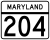 Maryland Route 204 marker