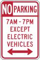 R7-111a No parking except electric vehicles