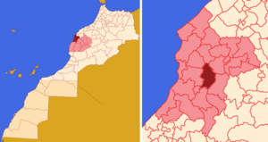 Localização da comuna em Marrocos e na província de Safim.