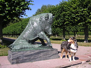 Carl Milles Två vildsvin, Ulriksdals slott.