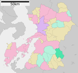 Location of Mizukami in Kumamoto Prefecture